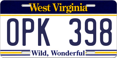 WV license plate OPK398