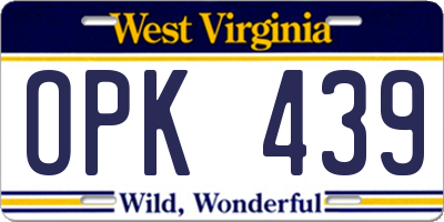WV license plate OPK439