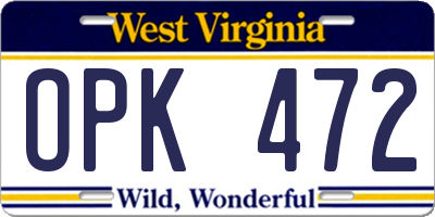 WV license plate OPK472