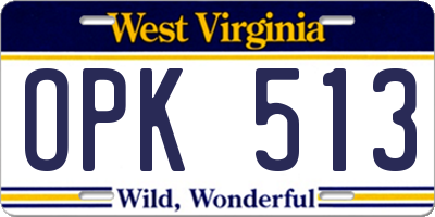 WV license plate OPK513