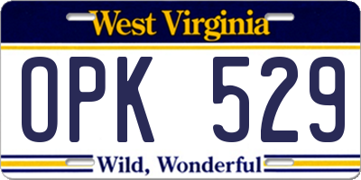 WV license plate OPK529