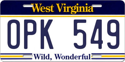 WV license plate OPK549