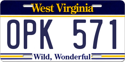 WV license plate OPK571