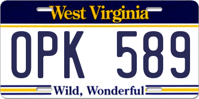 WV license plate OPK589