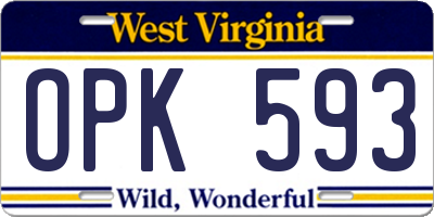 WV license plate OPK593
