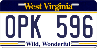 WV license plate OPK596