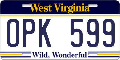 WV license plate OPK599