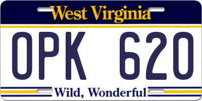 WV license plate OPK620