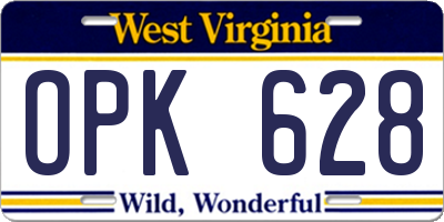 WV license plate OPK628