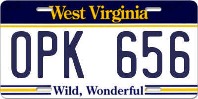 WV license plate OPK656