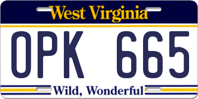 WV license plate OPK665
