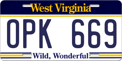 WV license plate OPK669