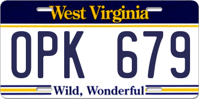 WV license plate OPK679