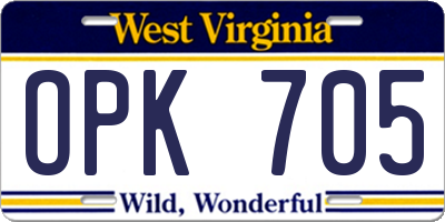 WV license plate OPK705