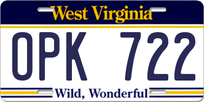 WV license plate OPK722