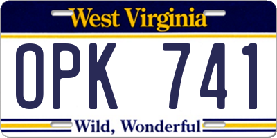 WV license plate OPK741