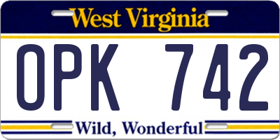 WV license plate OPK742
