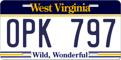 WV license plate OPK797