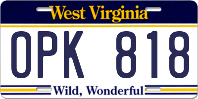 WV license plate OPK818