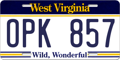 WV license plate OPK857