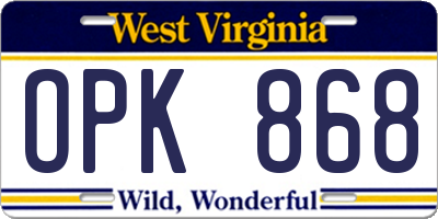 WV license plate OPK868
