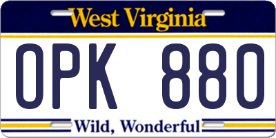 WV license plate OPK880