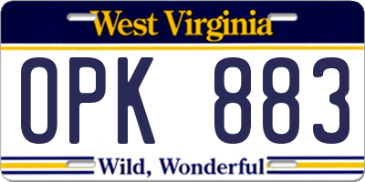 WV license plate OPK883