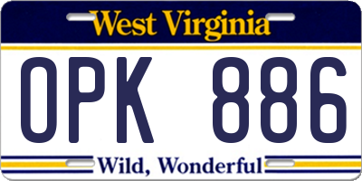 WV license plate OPK886