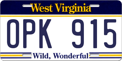 WV license plate OPK915