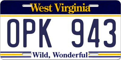 WV license plate OPK943