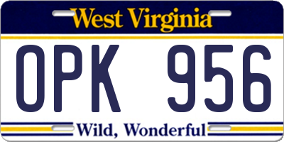 WV license plate OPK956