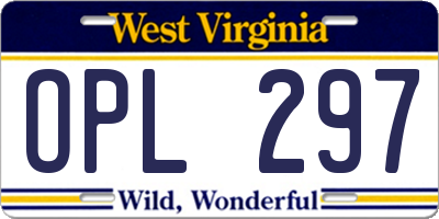 WV license plate OPL297