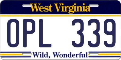 WV license plate OPL339