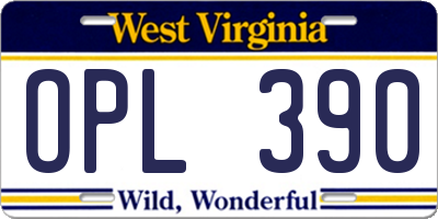 WV license plate OPL390