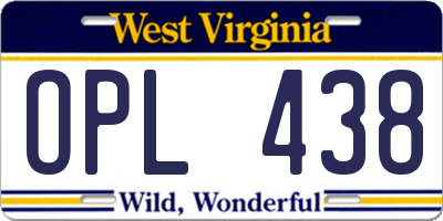 WV license plate OPL438