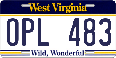WV license plate OPL483