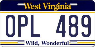 WV license plate OPL489
