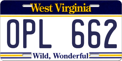 WV license plate OPL662