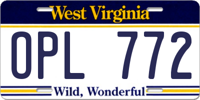 WV license plate OPL772