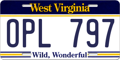 WV license plate OPL797
