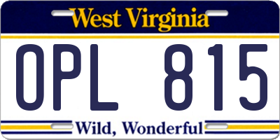 WV license plate OPL815