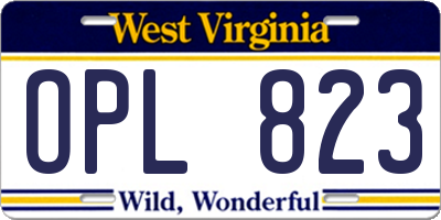 WV license plate OPL823