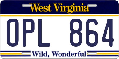 WV license plate OPL864