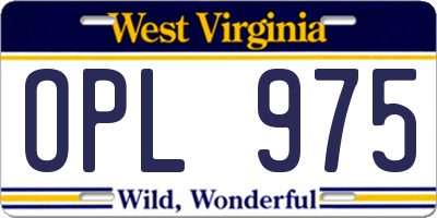 WV license plate OPL975