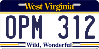 WV license plate OPM312