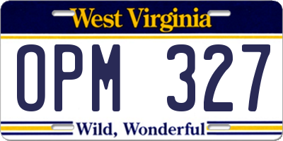 WV license plate OPM327