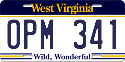 WV license plate OPM341