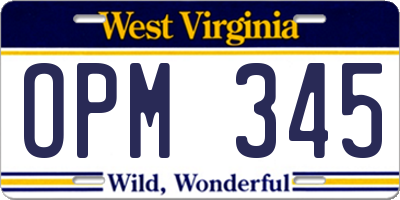 WV license plate OPM345