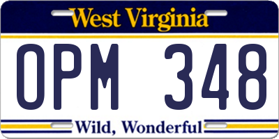 WV license plate OPM348