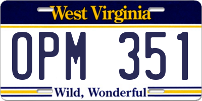 WV license plate OPM351
